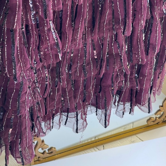 NWT Mac Duggal 5784 Deep Purple Plum Bishop Sleeve Ruffle Skirt Dress Size 20W - Picture 9 of 11